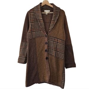 The Territory Ahead Wool Blend Plaid Patchwork Duster Penny Lane Coat Coatigan